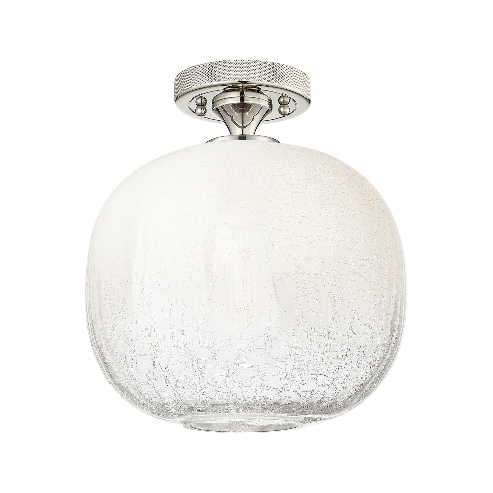 Innovations Brookhaven Sphere 10.5in 1-Light Flush Mount | Industrial Polished Nickel and Opal Glass | Hallway & Bedroom | Model 434-1F-PN-G481-10OP