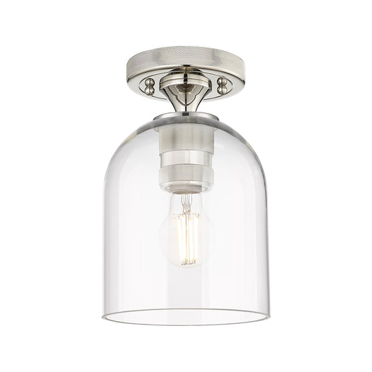 Innovations Bella 6in 1-Light Flush Mount | Industrial Polished Nickel and Clear Glass | Bathroom & Hallway | Model 434-1F-PN-G558-6CL