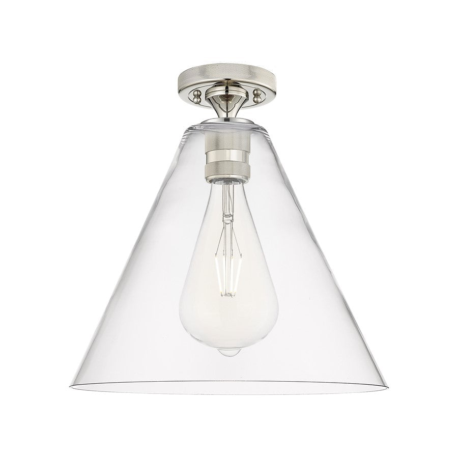 Innovations Crown Point 1Lt 12" Berkshire Flush, PN/Clear - 434-1F-PN-GBC-122
