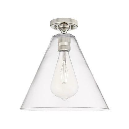 Innovations Crown Point 1Lt 12" Berkshire Flush, PN/Clear - 434-1F-PN-GBC-122