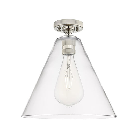 Innovations Crown Point 1Lt 12" Berkshire Flush, PN/Clear - 434-1F-PN-GBC-122