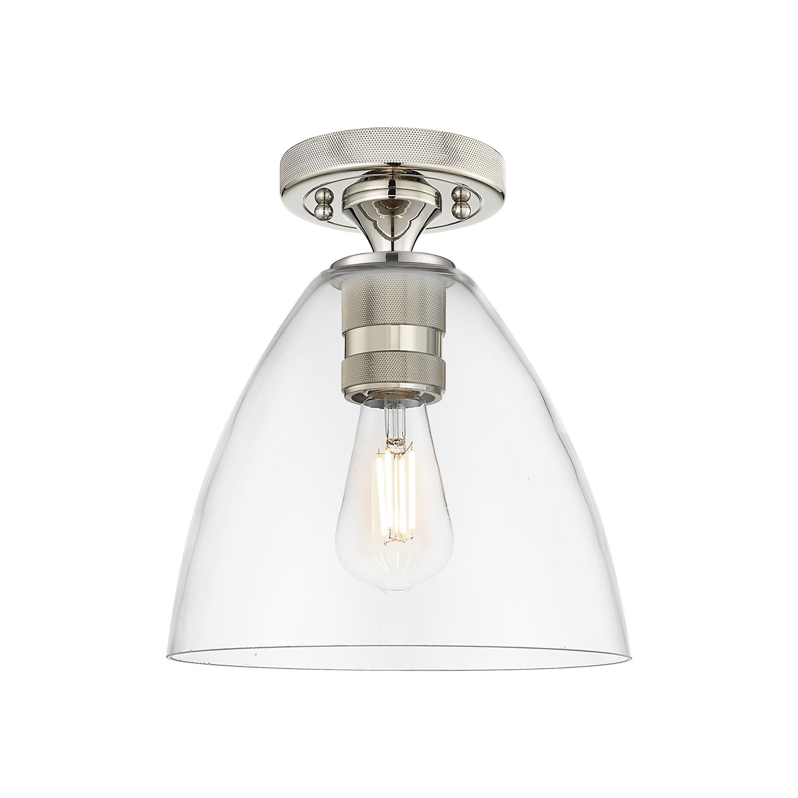 Innovations Bristol 7.5in 1-Light Flush Mount | Industrial Polished Nickel and Clear Glass | Hallway & Bathroom | Model 434-1F-PN-GBD-752