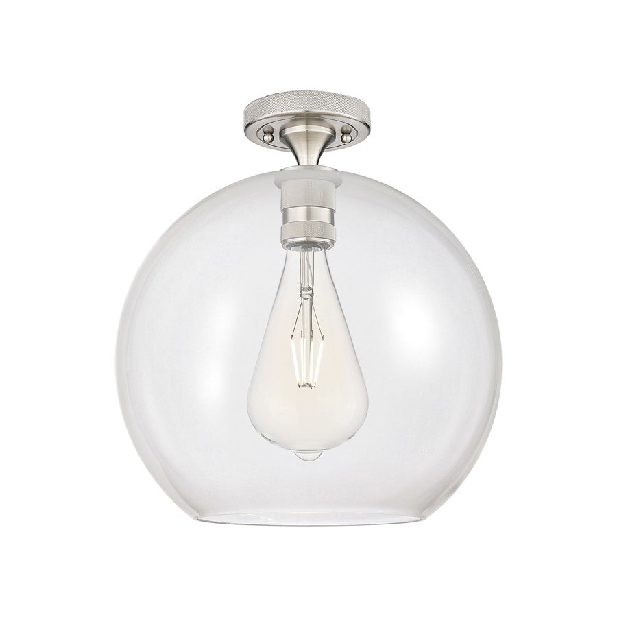 Innovations Crown Point 1Lt 12" Athens Flush, SN/Clear - 434-1F-SN-G122-12