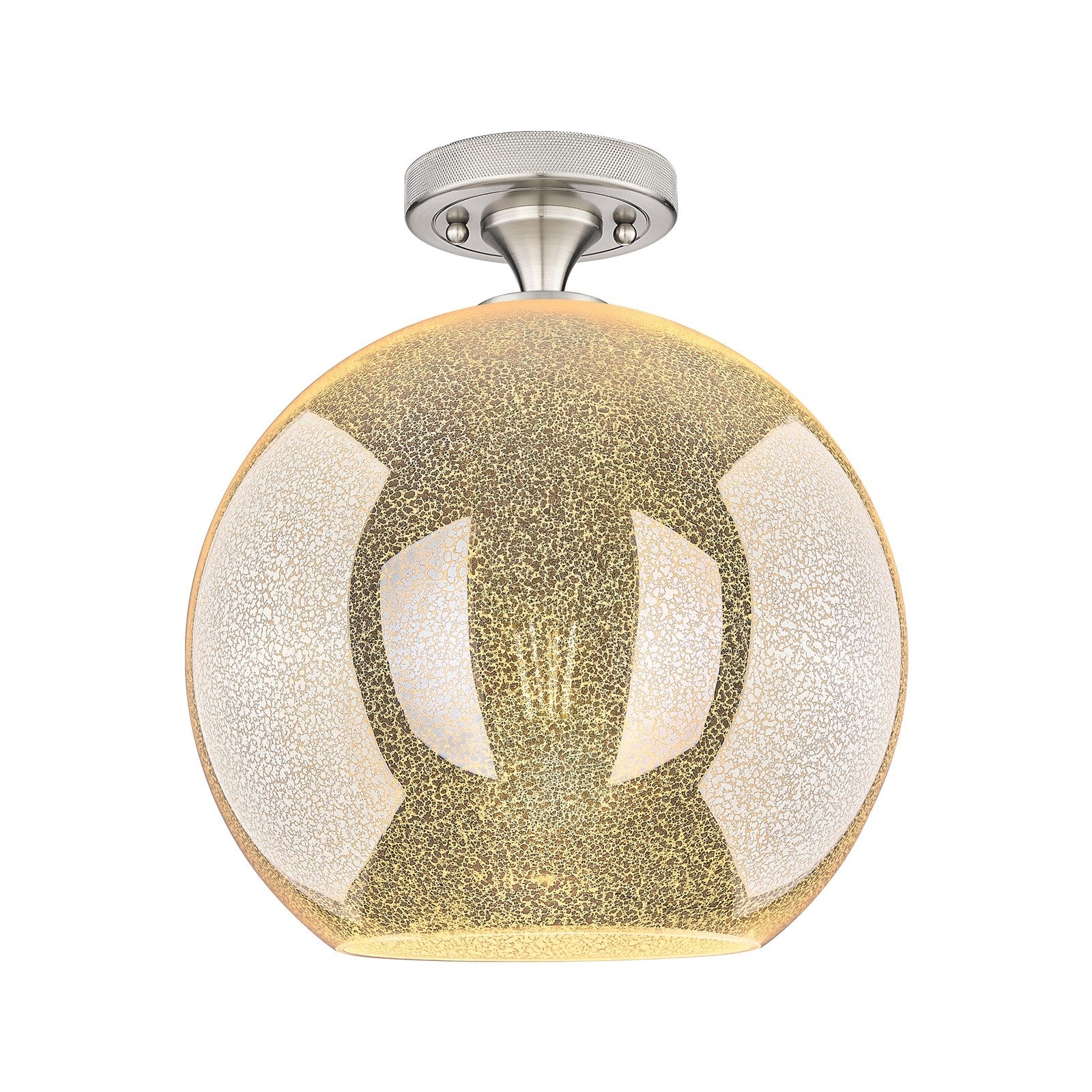 Innovations Athens 12in 1-Light Flush Mount | Industrial Satin Nickel and Mercury Glass | Hallway & Bedroom | Model 434-1F-SN-G128-12