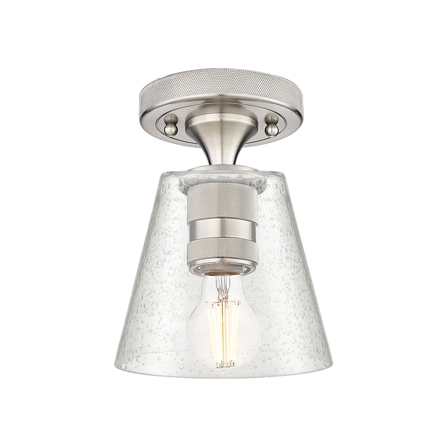 Innovations Caton 6in 1-Light Flush Mount | Industrial Satin Nickel and Frosted Glass | Hallway & Bedroom | 6 x 6 x 8 in | Model 434-1F-SN-G454