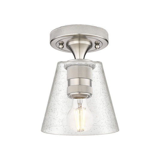 Innovations Caton 6in 1-Light Flush Mount | Industrial Satin Nickel and Frosted Glass | Hallway & Bedroom | 6 x 6 x 8 in | Model 434-1F-SN-G454