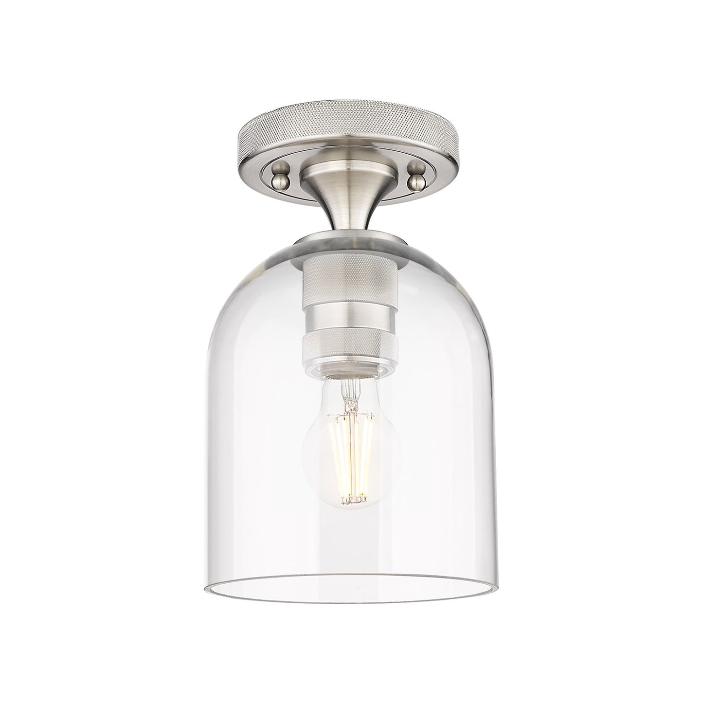 Innovations Bella 6in 1-Light Flush Mount | Industrial Satin Nickel and Clear Glass | Kitchen & Hallway | 5.5 x 5.5 x 9 in | Model 434-1F-SN-G558-6CL