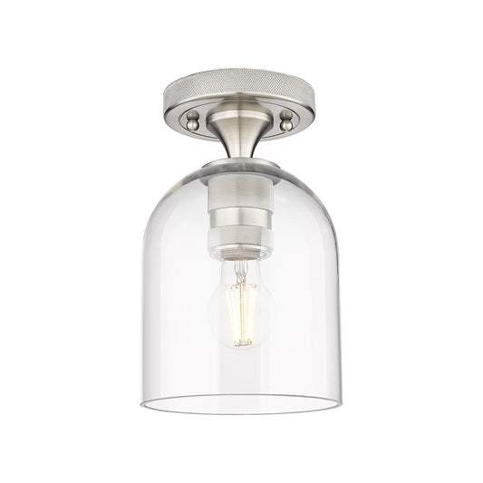 Innovations Bella 6in 1-Light Flush Mount | Industrial Satin Nickel and Clear Glass | Kitchen & Hallway | 5.5 x 5.5 x 9 in | Model 434-1F-SN-G558-6CL