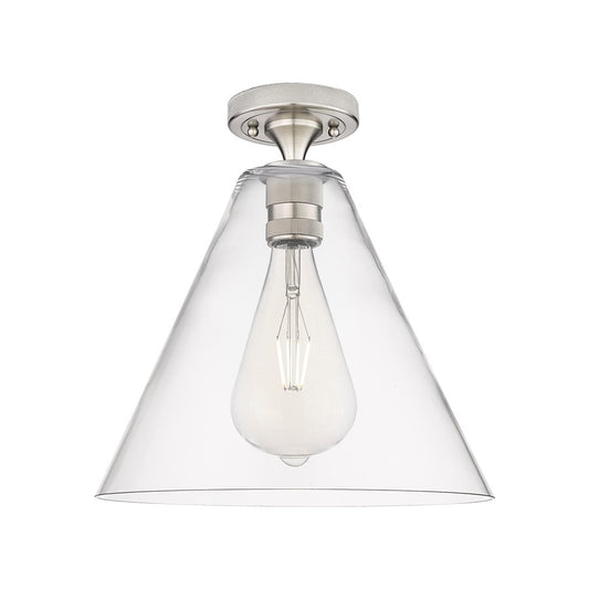 Innovations Crown Point 1Lt 12" Berkshire Flush, SN/Clear - 434-1F-SN-GBC-122