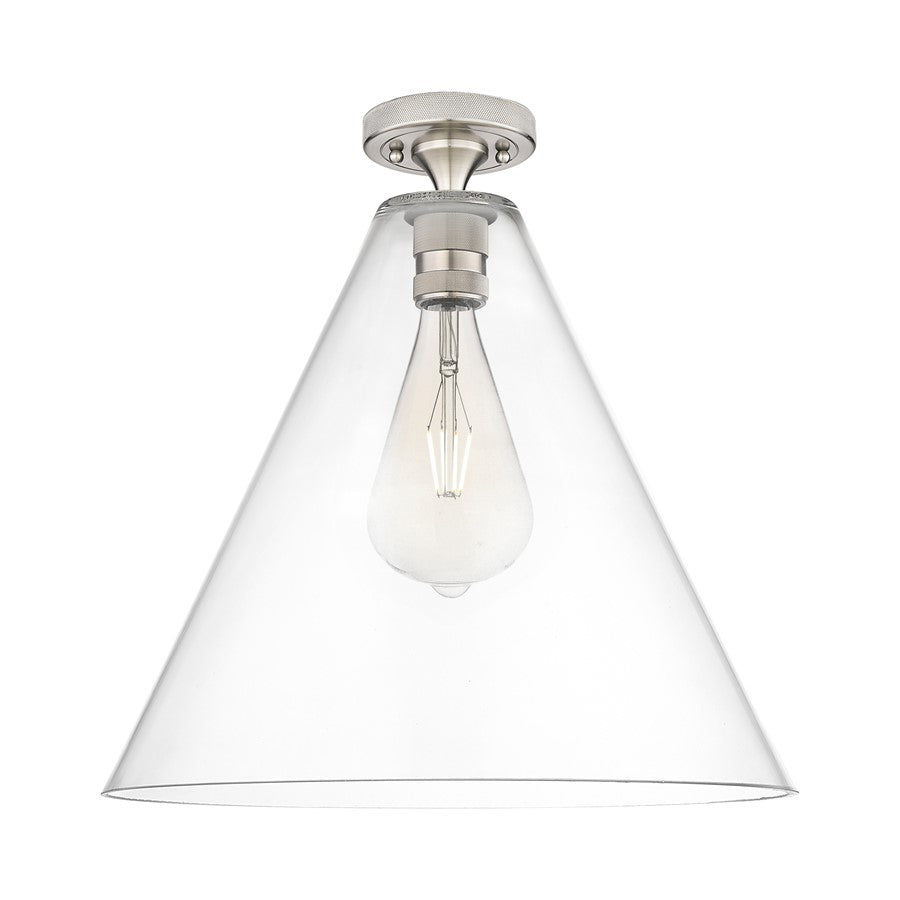 Innovations Crown Point 1Lt 16" Berkshire Flush, SN/Clear - 434-1F-SN-GBC-162