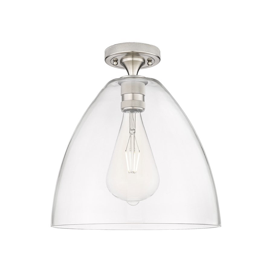 Innovations Crown Point 1Lt 12" Bristol Flush, SN/Clear - 434-1F-SN-GBD-122