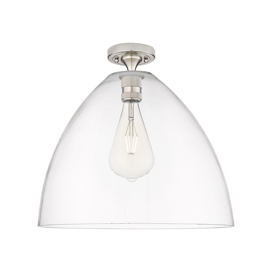 Innovations Crown Point 1Lt 16" Bristol Flush, SN/Clear - 434-1F-SN-GBD-162