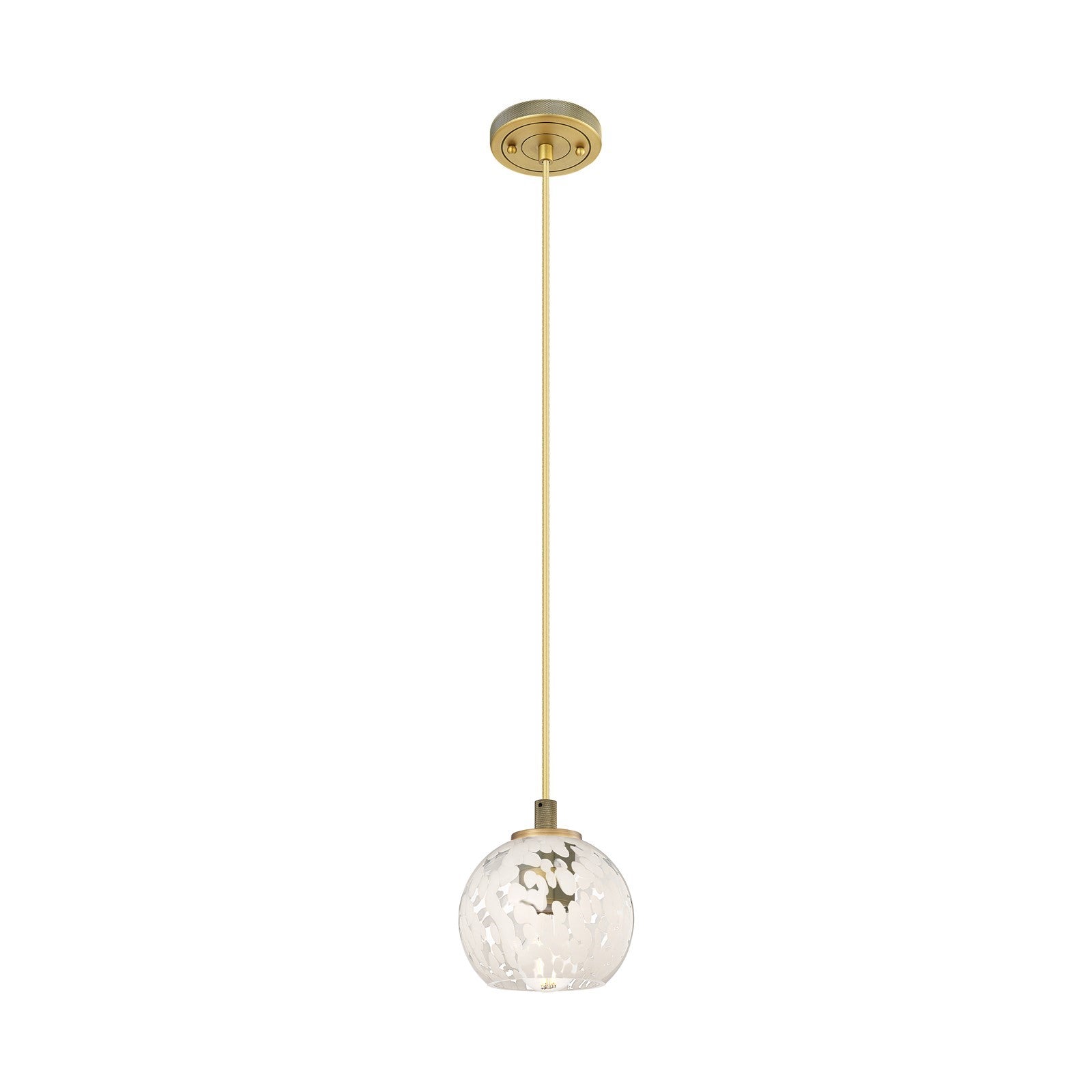 Innovations White Mouchette 6in 1-Light Pendant | Industrial Brushed Brass and White Glass | Kitchen Island & Dining Room | Model 434-1P-BB-G1216-6WM