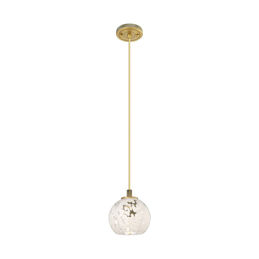 Innovations White Mouchette 6in 1-Light Pendant | Industrial Brushed Brass and White Glass | Kitchen Island & Dining Room | Model 434-1P-BB-G1216-6WM