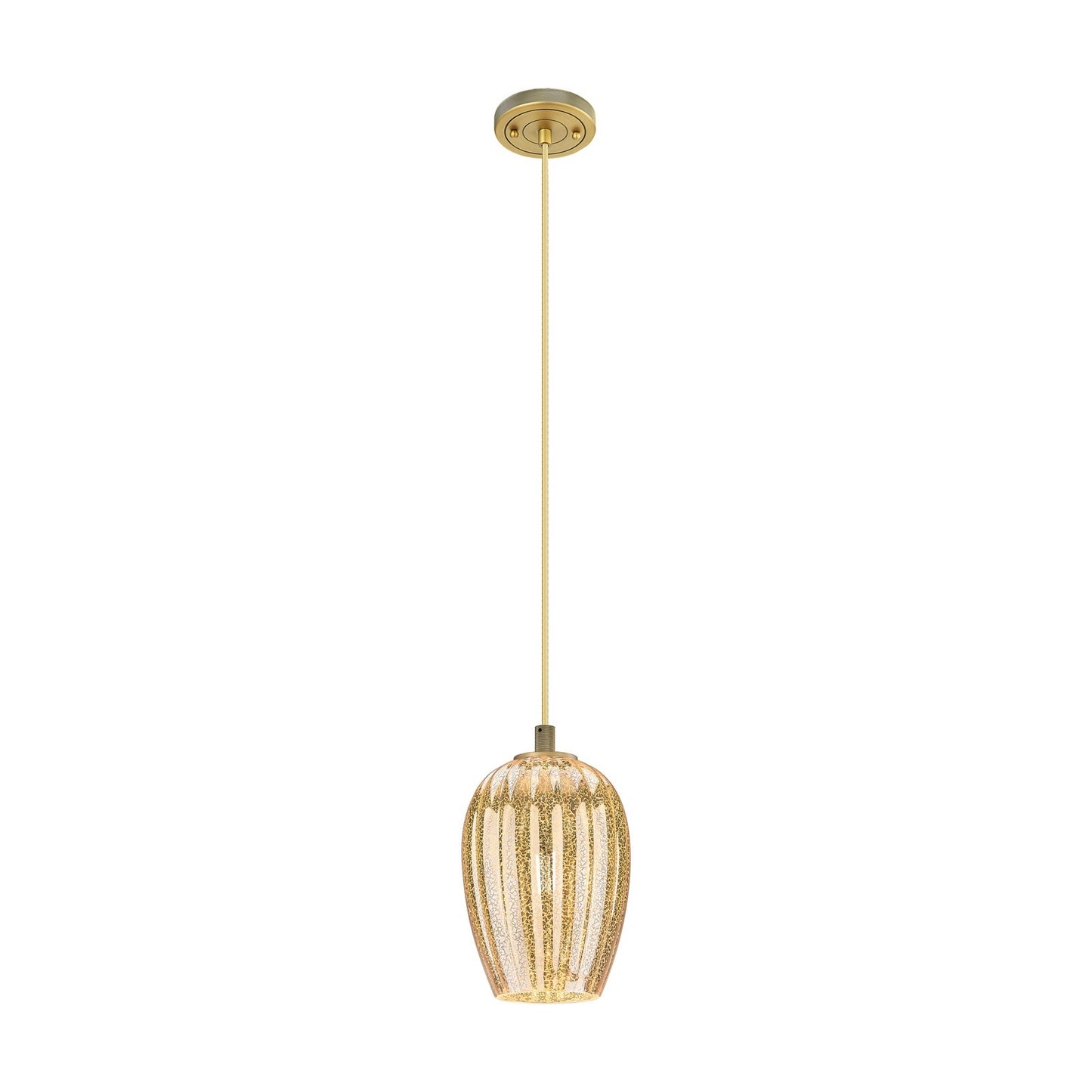 Innovations Preston Flute 6in 1-Light Pendant | Industrial Brushed Brass and Mercury Glass | Kitchen Island & Dining Room | Model 434-1P-BB-G457-6ME