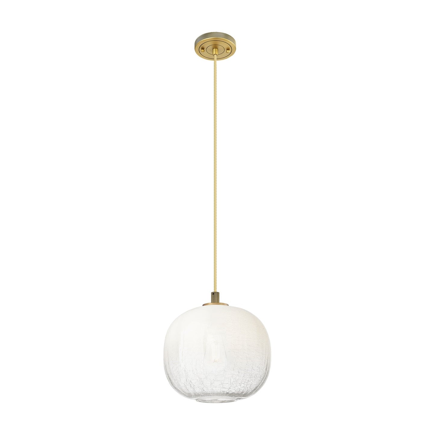Innovations Brookhaven Sphere 10in 1-Light Pendant | Industrial Brushed Brass and Opal Glass | Kitchen Island & Dining | Model 434-1P-BB-G481-10OP