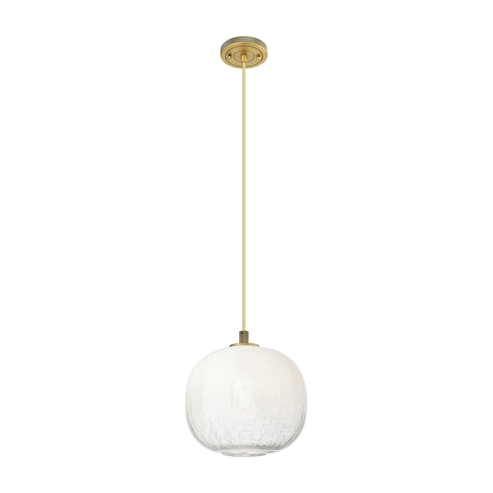 Innovations Brookhaven Sphere 10in 1-Light Pendant | Industrial Brushed Brass and Opal Glass | Kitchen Island & Dining | Model 434-1P-BB-G481-10OP