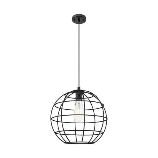 Innovations Lake Placid 16in 1-Light Pendant | Industrial Matte Black Metal Shade | Kitchen Island & Dining Room | Model 434-1P-BK-CE-16-BK