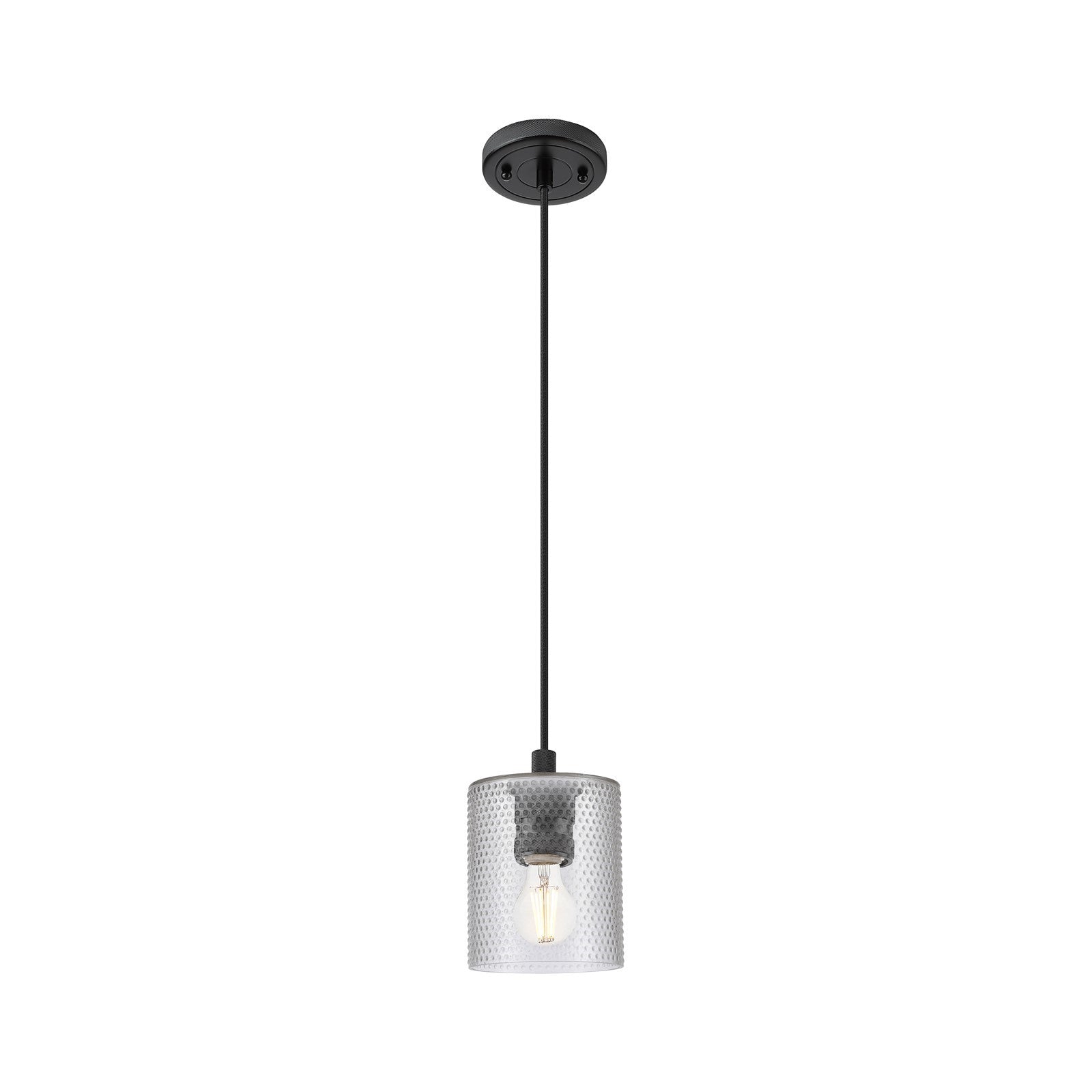 Innovations Cobbleskill 5in 1-Light Pendant | Industrial Matte Black and Clear Glass | Kitchen Island & Dining Room | Model 434-1P-BK-G112