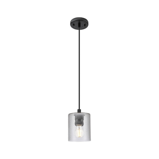 Innovations Cobbleskill 5in 1-Light Pendant | Industrial Matte Black and Clear Glass | Kitchen Island & Dining Room | Model 434-1P-BK-G112