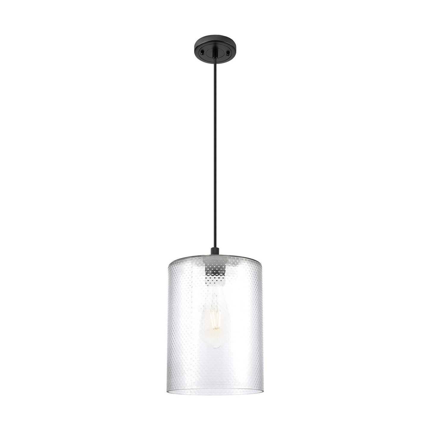Innovations Cobbleskill 9in 1-Light Pendant | Industrial Matte Black and Clear Glass | Kitchen Island & Dining Room | Model 434-1P-BK-G112-L