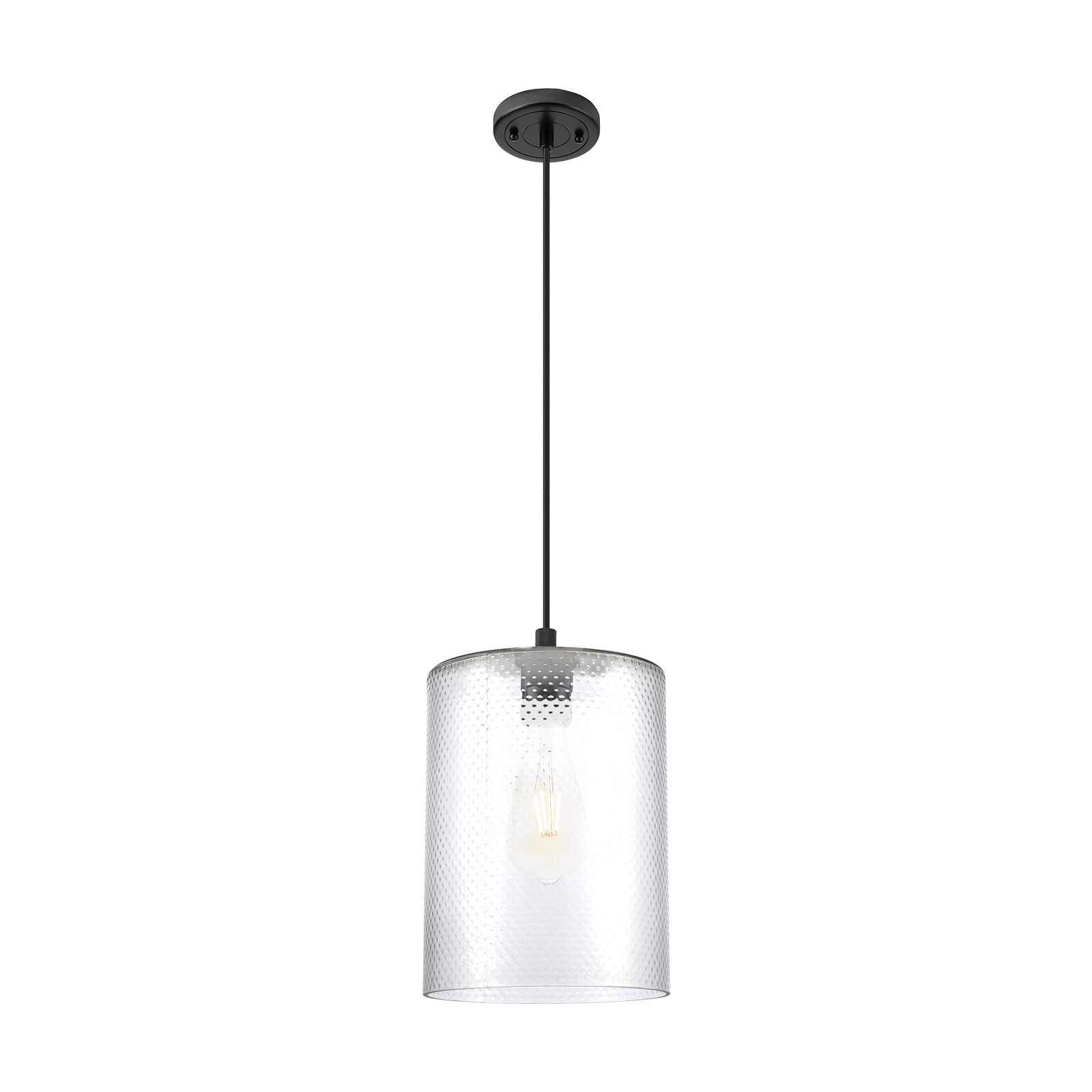 Innovations Cobbleskill 9in 1-Light Pendant | Industrial Matte Black and Clear Glass | Kitchen Island & Dining Room | Model 434-1P-BK-G112-L