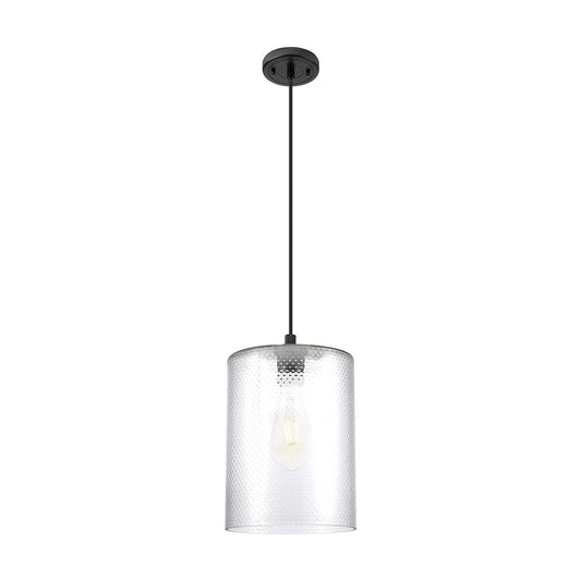 Innovations Cobbleskill 9in 1-Light Pendant | Industrial Matte Black and Clear Glass | Kitchen Island & Dining Room | Model 434-1P-BK-G112-L