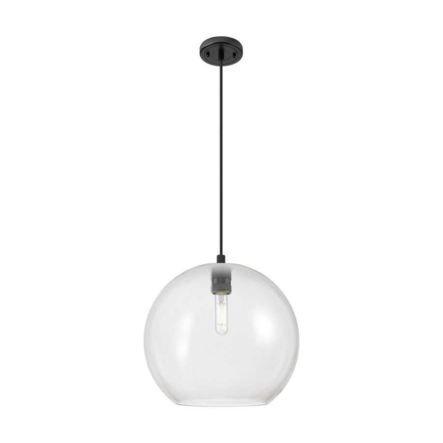 Innovations Crown Point 1Lt 12" Athens Cord Pendant, BK/CL - 434-1P-BK-G122-12