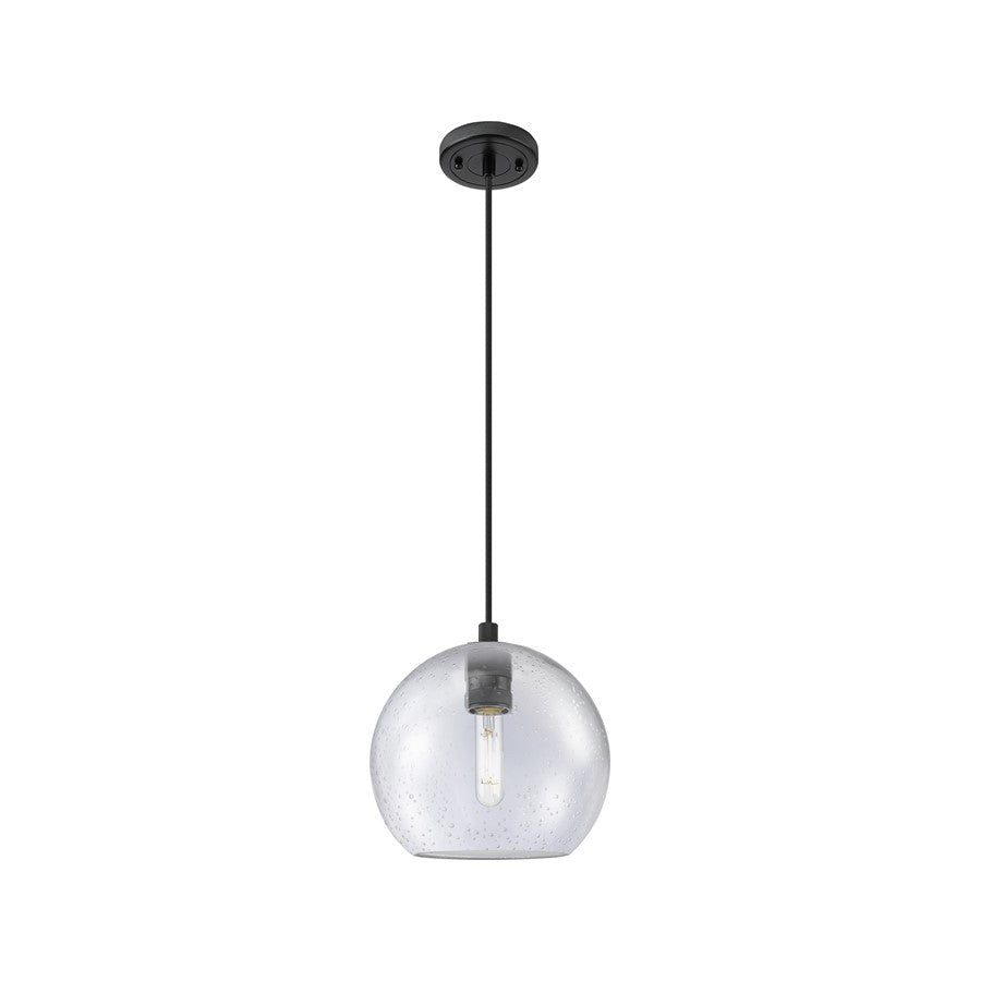 Innovations Crown Point 1Lt 8" Athens Cord Pendant, BK/Seed - 434-1P-BK-G124-8