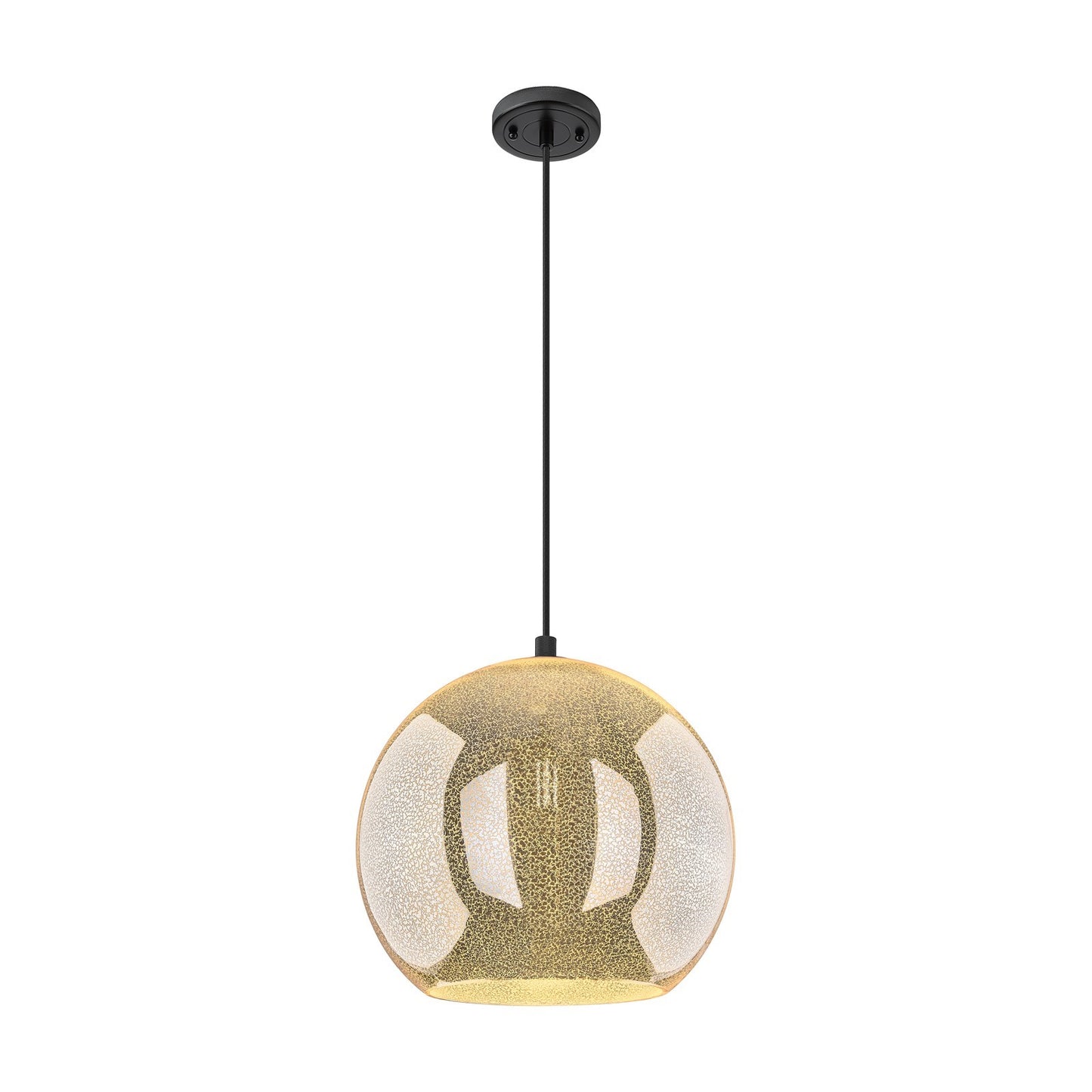 Innovations Astor 14in 1-Light Pendant | Industrial Matte Black and Mercury Glass | Kitchen Island & Dining Room | Model 434-1P-BK-G128-14