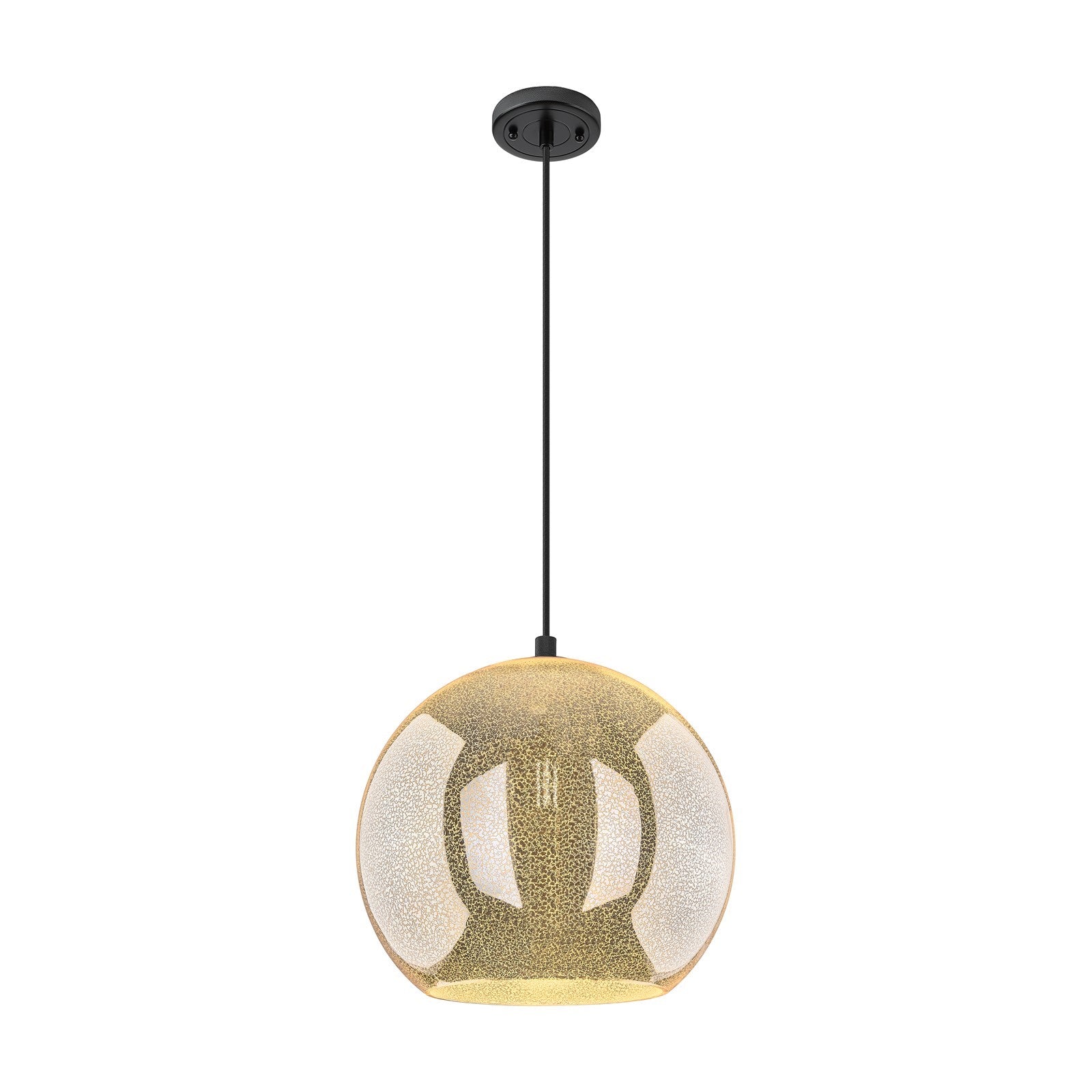 Innovations Astor 14in 1-Light Pendant | Industrial Matte Black and Mercury Glass | Kitchen Island & Dining Room | Model 434-1P-BK-G128-14