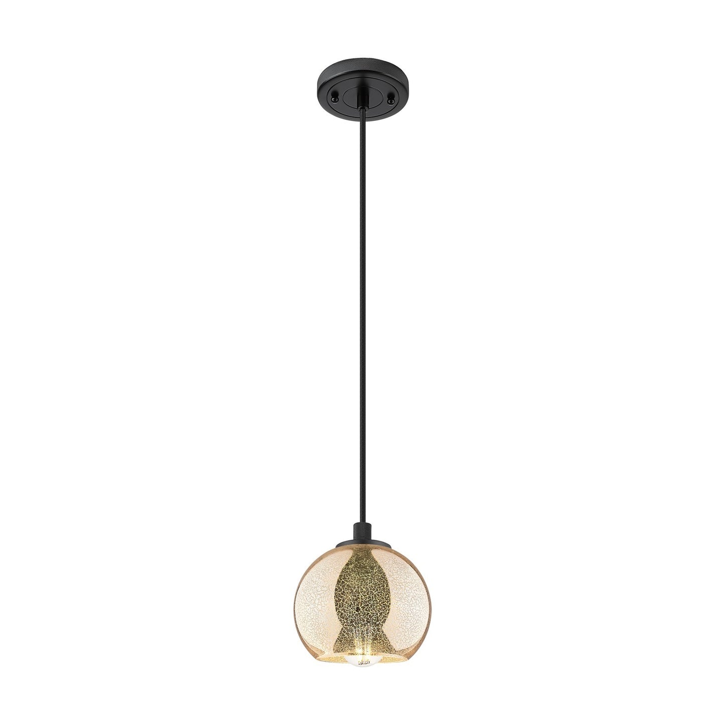 Innovations Athens 6in 1-Light Pendant | Industrial Matte Black and Mercury Glass | Kitchen Island & Dining Room | Model 434-1P-BK-G128-6