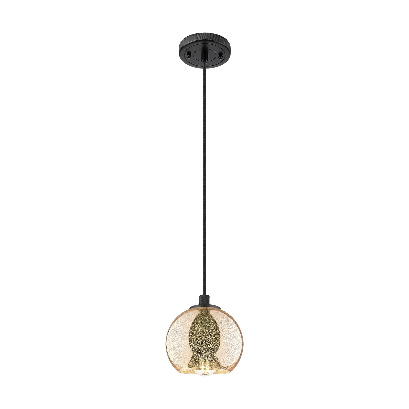Innovations Athens 6in 1-Light Pendant | Industrial Matte Black and Mercury Glass | Kitchen Island & Dining Room | Model 434-1P-BK-G128-6