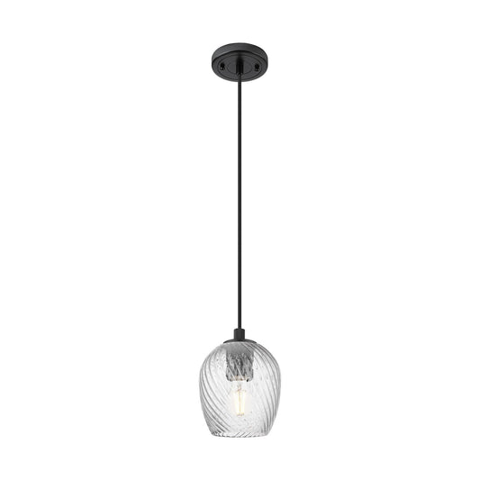Innovations Salina 6in 1-Light Pendant | Industrial Matte Black and Clear Glass | Kitchen Island & Dining Room | Model 434-1P-BK-G292