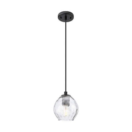 Innovations Waverly 6.25in 1-Light Pendant | Industrial Matte Black and Clear Globe Glass | Kitchen Island & Dining Room | Model 434-1P-BK-G362