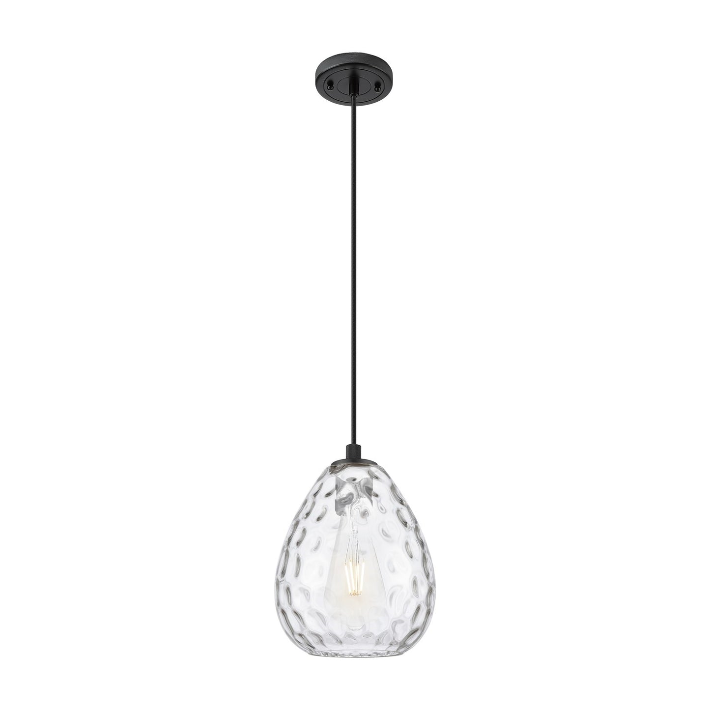 Innovations Waverly 8in 1-Light Pendant | Industrial Matte Black and Clear Globe Glass | Kitchen Island & Dining Room | Model 434-1P-BK-G372