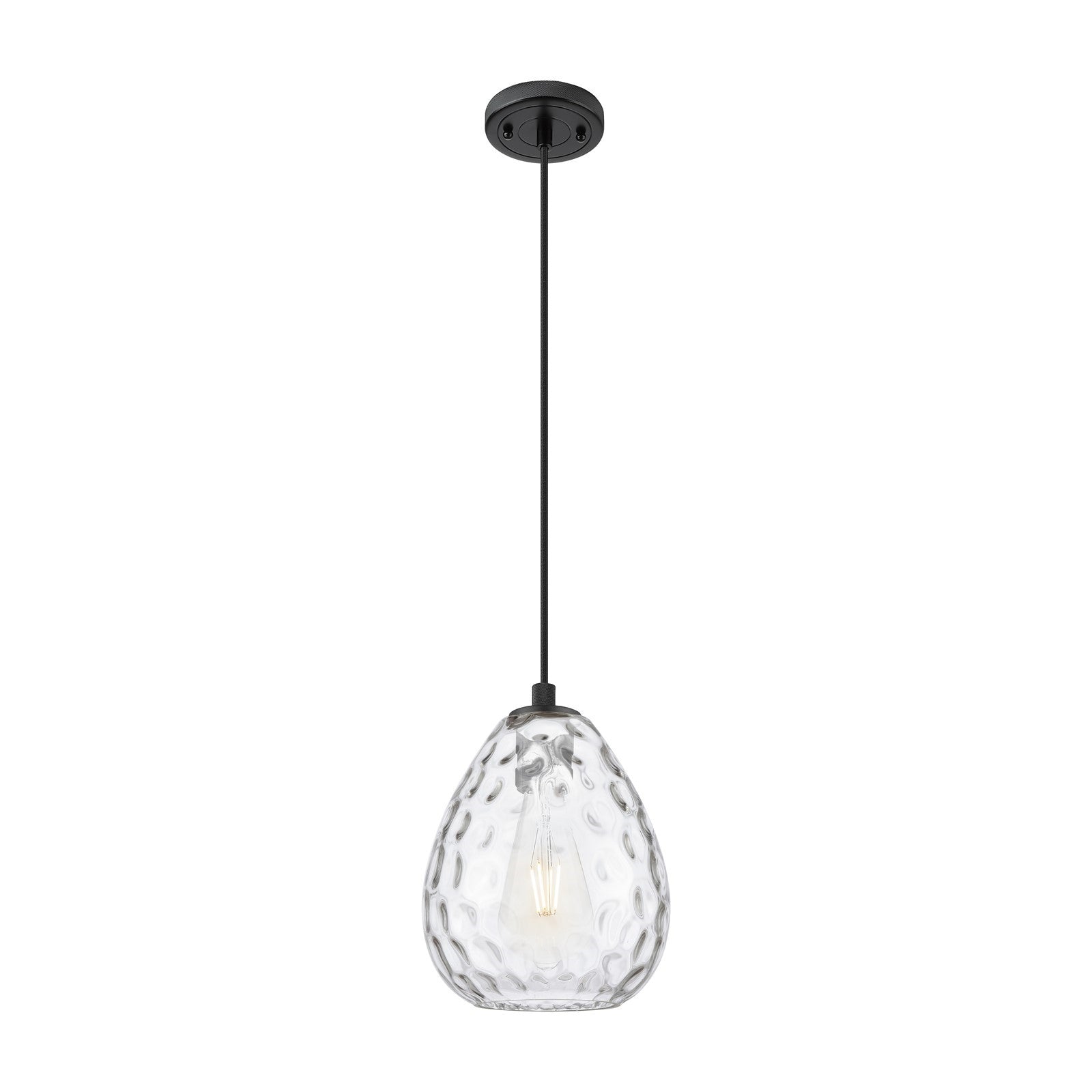 Innovations Waverly 8in 1-Light Pendant | Industrial Matte Black and Clear Globe Glass | Kitchen Island & Dining Room | Model 434-1P-BK-G372