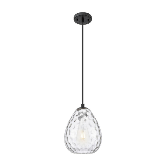 Innovations Waverly 8in 1-Light Pendant | Industrial Matte Black and Clear Globe Glass | Kitchen Island & Dining Room | Model 434-1P-BK-G372