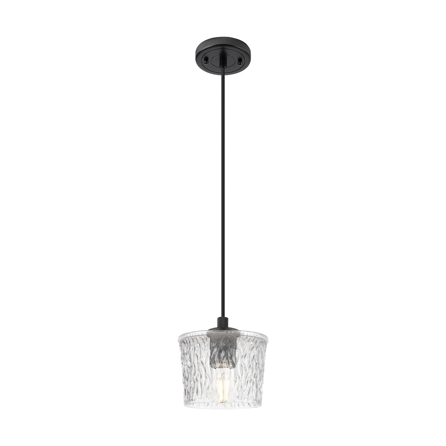 Innovations Niagara 6.5in 1-Light Pendant | Industrial Matte Black and Clear Glass | Kitchen Island & Dining Room | Model 434-1P-BK-G402