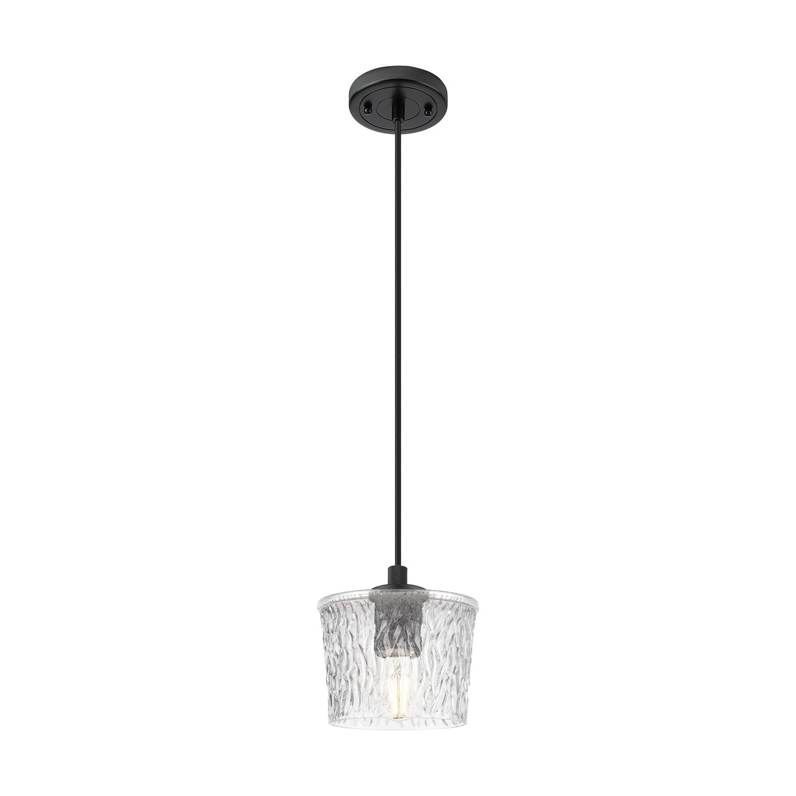 Innovations Niagara 6.5in 1-Light Pendant | Industrial Matte Black and Clear Glass | Kitchen Island & Dining Room | Model 434-1P-BK-G402