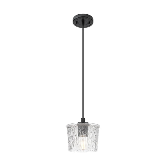 Innovations Niagara 6.5in 1-Light Pendant | Industrial Matte Black and Clear Glass | Kitchen Island & Dining Room | Model 434-1P-BK-G402