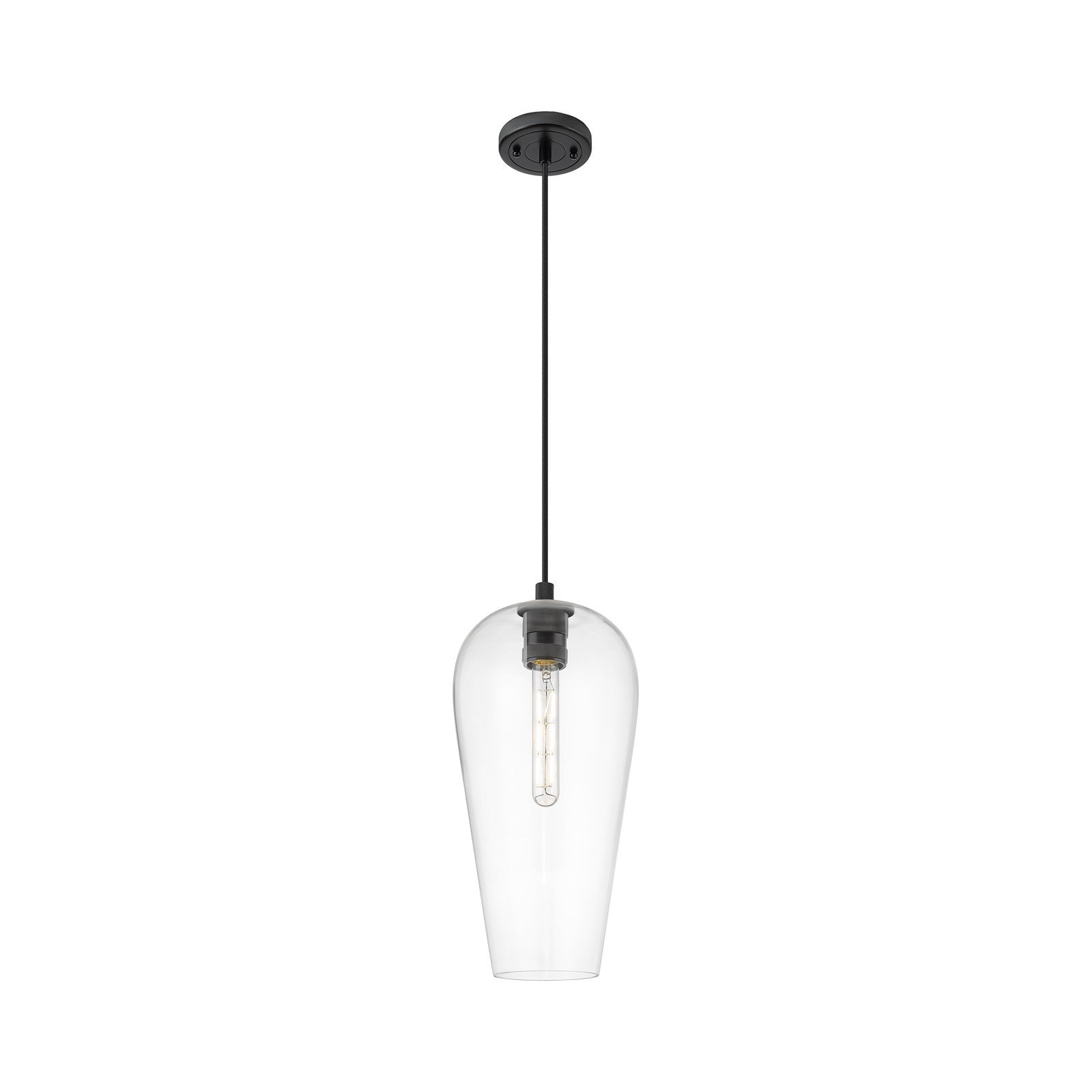Innovations Chelsea 8in 1-Light Pendant | Industrial Matte Black and Clear Glass | Kitchen Island & Dining Room | Model 434-1P-BK-G456-8CL