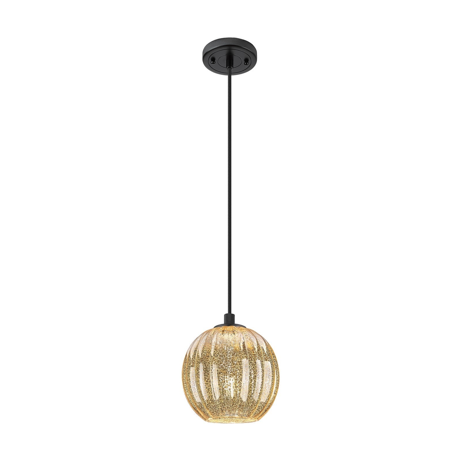 Innovations Preston Globe 7in 1-Light Pendant | Industrial Matte Black and Mercury Glass | Kitchen Island & Dining Room | Model 434-1P-BK-G458-7ME