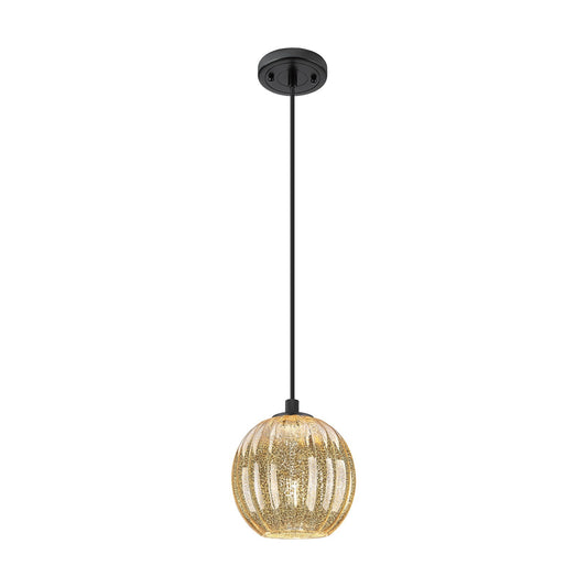 Innovations Preston Globe 7in 1-Light Pendant | Industrial Matte Black and Mercury Glass | Kitchen Island & Dining Room | Model 434-1P-BK-G458-7ME