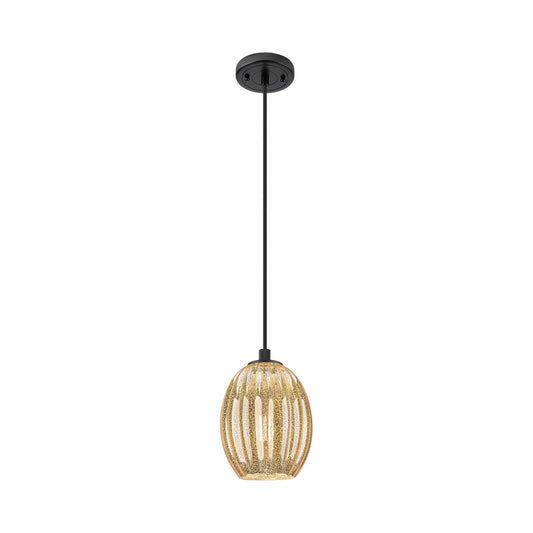 Innovations Preston Bulb 6in 1-Light Pendant | Industrial Matte Black and Mercury Glass | Kitchen Island & Dining Room | Model 434-1P-BK-G459-6ME