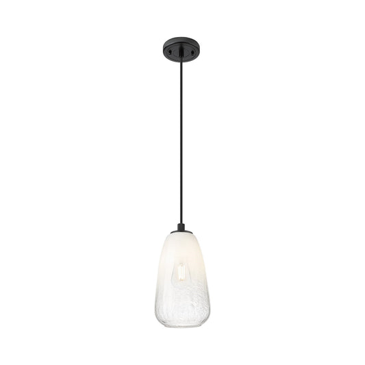 Innovations Brookhaven Almond 6in 1-Light Pendant | Industrial Matte Black and Opal Glass | Kitchen Island & Dining Room | Model 434-1P-BK-G480-6OP