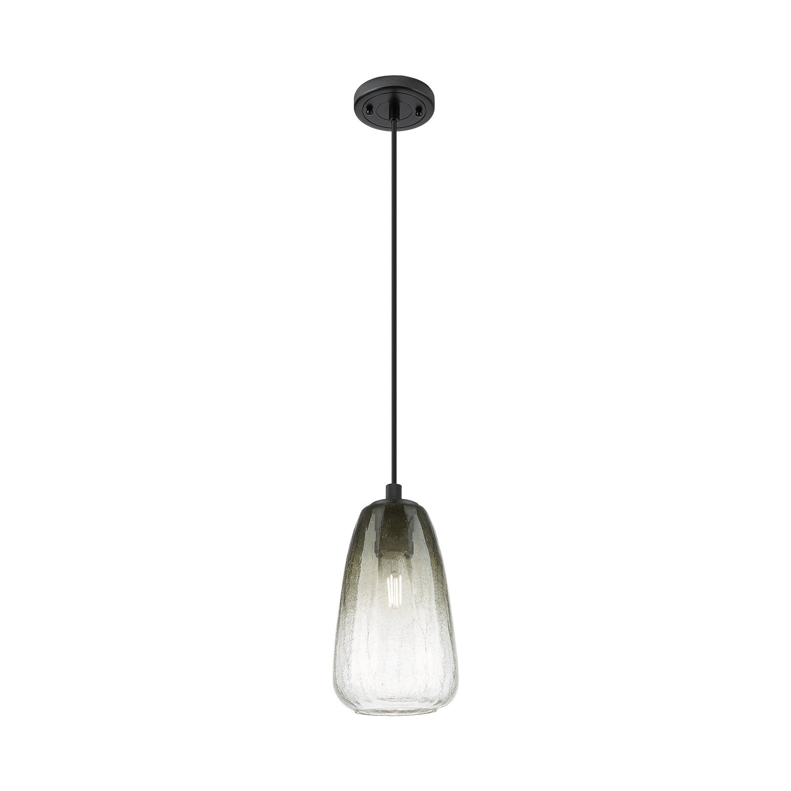 Innovations Brookhaven Almond 6in 1-Light Pendant | Industrial Matte Black and Slate Glass | Kitchen Island & Dining Room | Model 434-1P-BK-G480-6SL