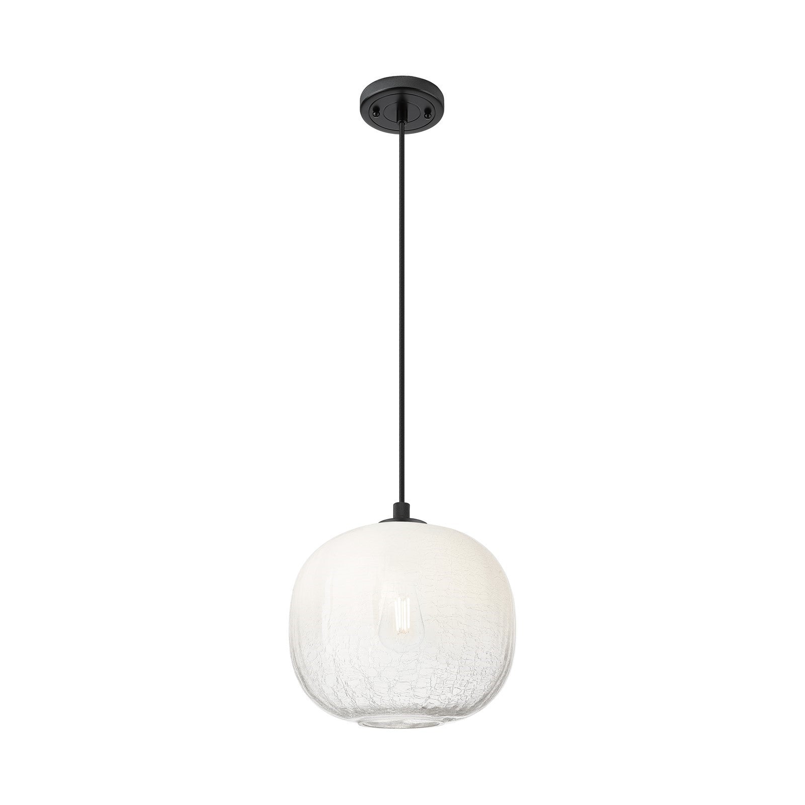 Innovations Brookhaven Sphere 10in 1-Light Pendant | Industrial Matte Black and Opal Glass | Kitchen Island & Dining Room | Model 434-1P-BK-G481-10OP