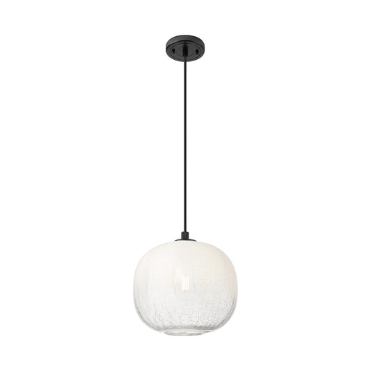 Innovations Brookhaven Sphere 10in 1-Light Pendant | Industrial Matte Black and Opal Glass | Kitchen Island & Dining Room | Model 434-1P-BK-G481-10OP