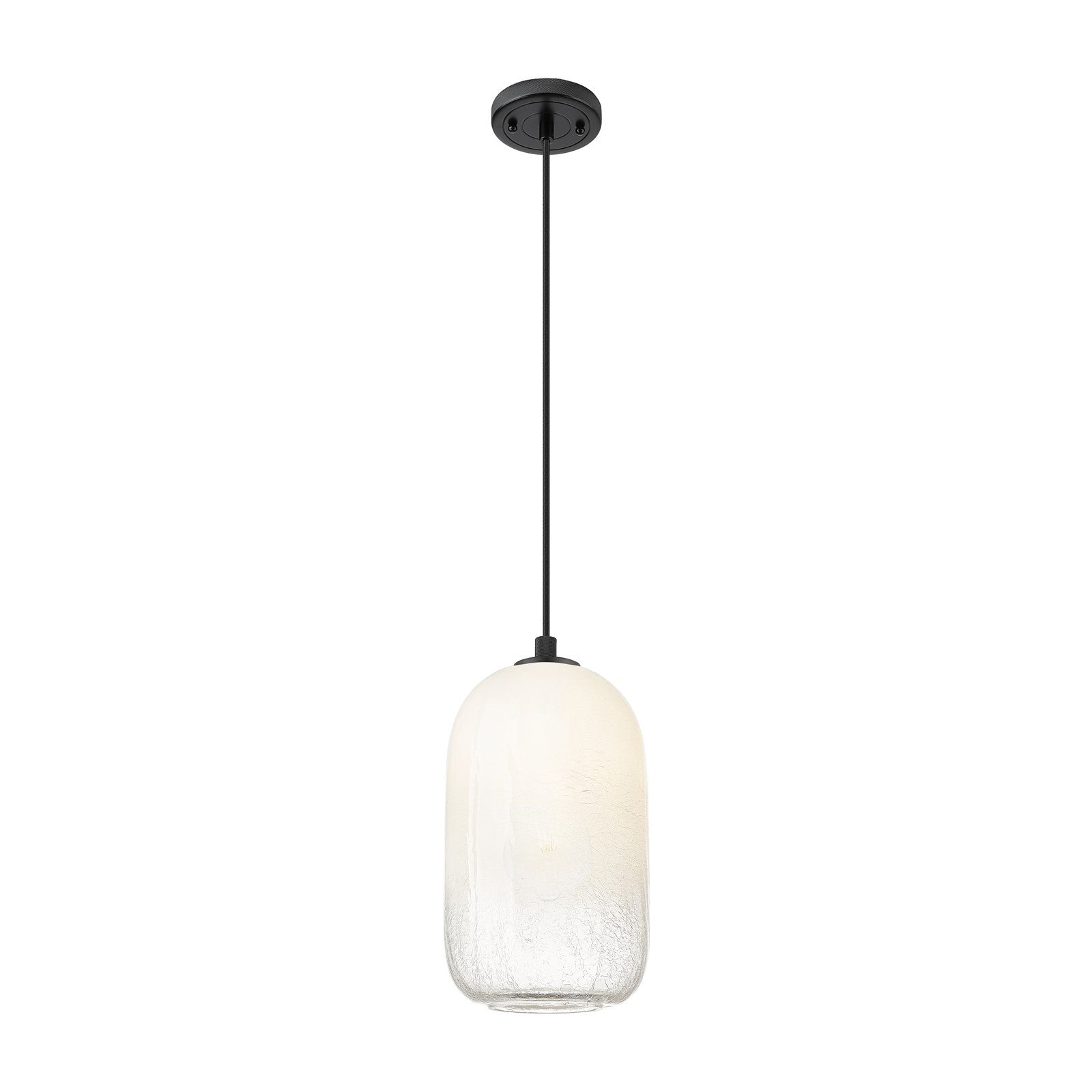 Innovations Brookhaven Cloche 7in 1-Light Pendant | Industrial Matte Black and Opal Glass | Kitchen Island & Dining Room | Model 434-1P-BK-G482-7OP